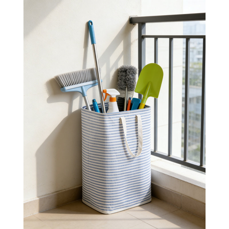 3 Pack Laundry Basket 80L Each, Collapsible Clothes Hamper, Blue