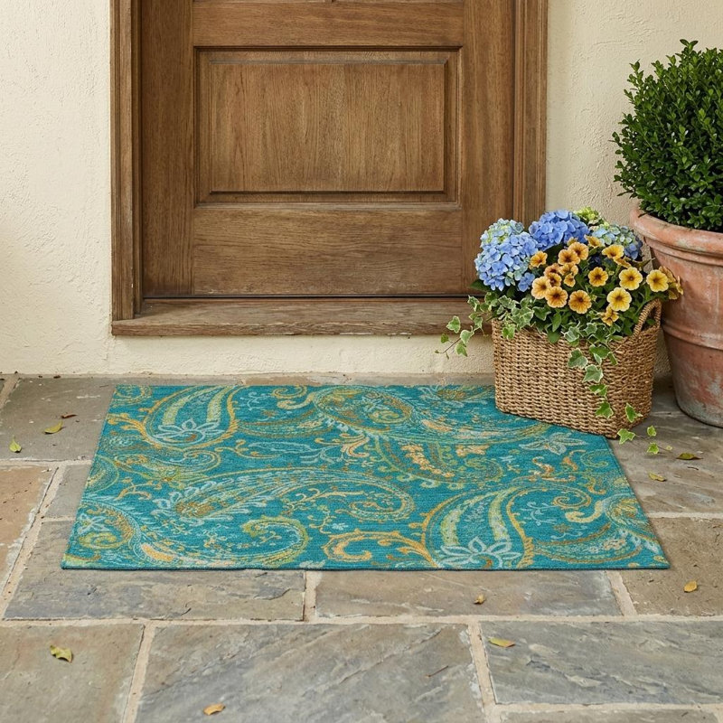 Tapis extérieur antidérapant lavable antidérapant 3 pi x 5 pi bleu sarcelle