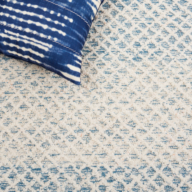 Micro-Loop Hand Tufted Wool And Cotton Geometric Rug, Rectangle 5' x 8'