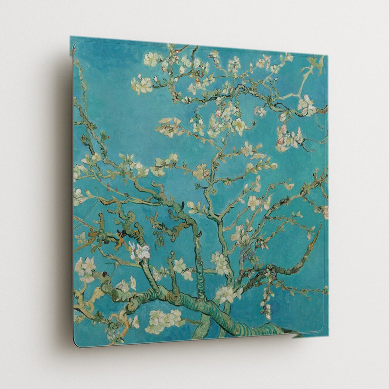 Amandier en fleurs (1890) — Tableau carré mural en métal, 16" H x 16" W
