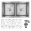 Évier de cuisine à double cuve encastrable L 31 po x l 18 po