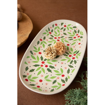 Kalalou Oval Ceramic Christmas Platter
