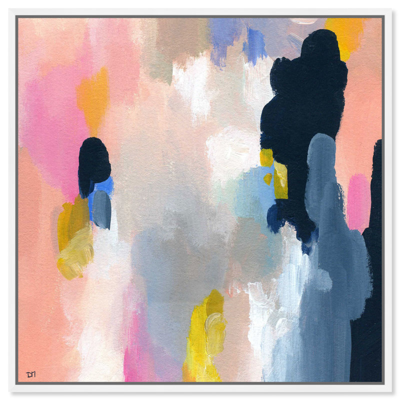 Bonne pensée - Peinture sur toile, Toile avec cadre blanc, H 30 po x l 30 po
