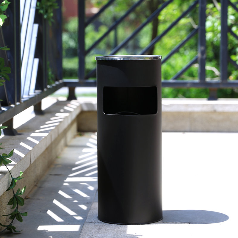 Stainless Steel Open Outdoor Trash & Recycling Bin - 12.3L