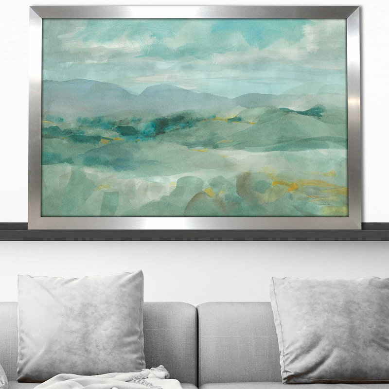 Green Mountain View - Peinture, H 21,5 po x l 27,5 po x P 0,75 po, Encadrement argenté