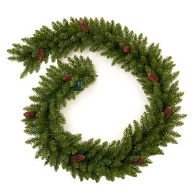 Guirlande de Noël artificielle, vigne de pin de 180 cm avec pommes de pin brunes, décoration végétale hivernale pour foyer, arche, rampe d'escalier, intérieur.