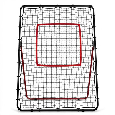 7x4 FT Volleyball Bounce Back Net, 5 Adjustable Angles, Foldable Heavy Duty Training Net with Ground Stakes, Red
