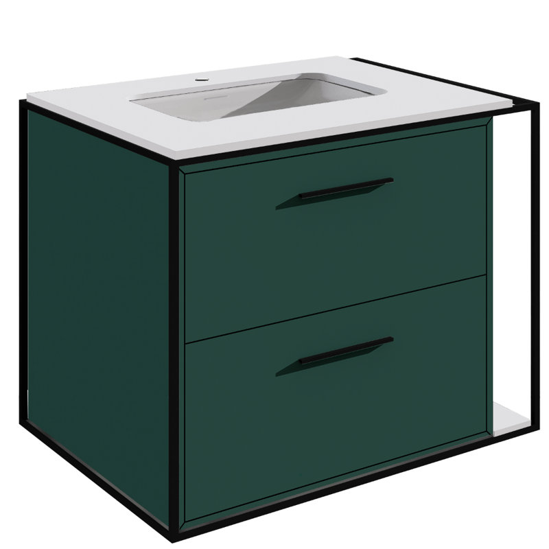 Linea 24" Single Bathroom Vanity, Matte Black, Matte Olive Green, Single-Hole