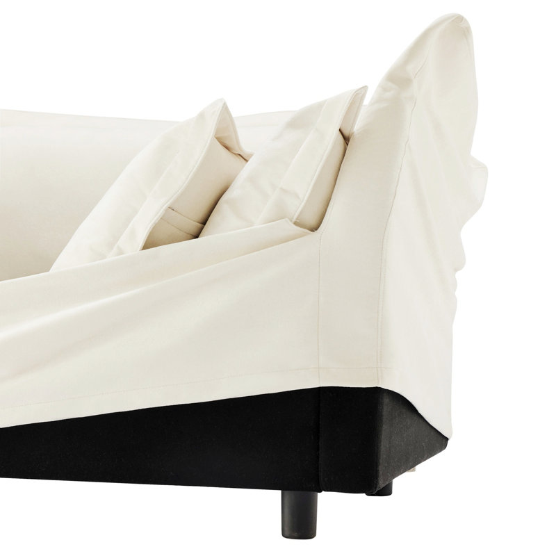 Slipcovered Sofa Couch, Modern Sofa With Suppleness Armrests, Fleece Deep Seat Sofa With Soft Multiple Big Pillows, Comfy Couch For Living Room, Apartment