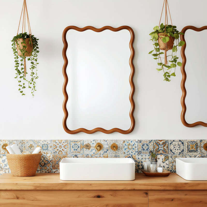 Miroir décoratif rectangulaire en bois, Noir / noyer foncé, H 30 po x l 20 po x P 1,18 po