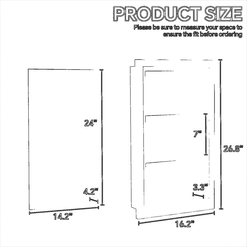 Recessed Medicine Cabinet Solid Wood 3-Tier Wall Mount Organizer With Moisture-Resistant Design For Bathroom Storage