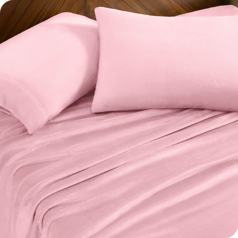 Microplush Sheet Set, Queen Sheet Set + 1 Fitted Sheet + 2 Pillowcases, Light Pink