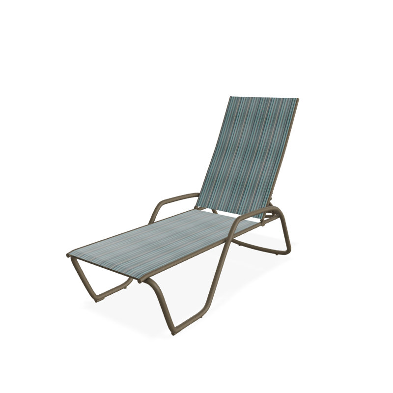 Outdoor Rust-Resistant Metal Chaise Lounge, Textured Beachwood, Vinyard
