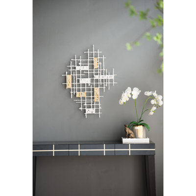 Geometric Medium Wall Decorative - 31.7X1.6X23.6", Gold Accents, Modern Style Accented Bedroom & Living Area