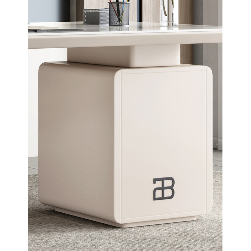 Bureau en pierre frittée clair de luxe avec tiroirs, H 29,5 po x l 78,7 po x P 27,6 po