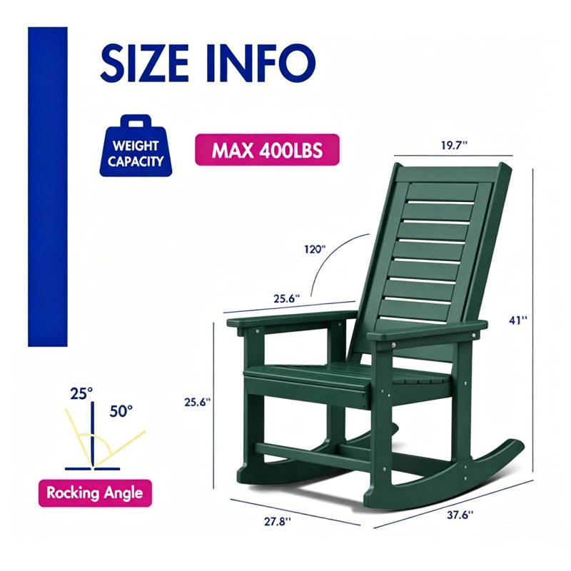 Hdpe Outdoor Rocking Chair (Set Of 4), Forest