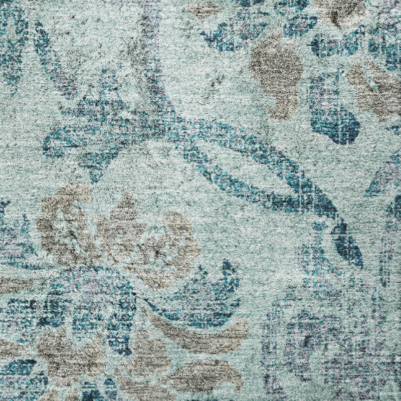 Tapis Dream Shag ADS766 de qualité supérieure, lavable à la machine et à motif floral, Teal, 8' x 10'
