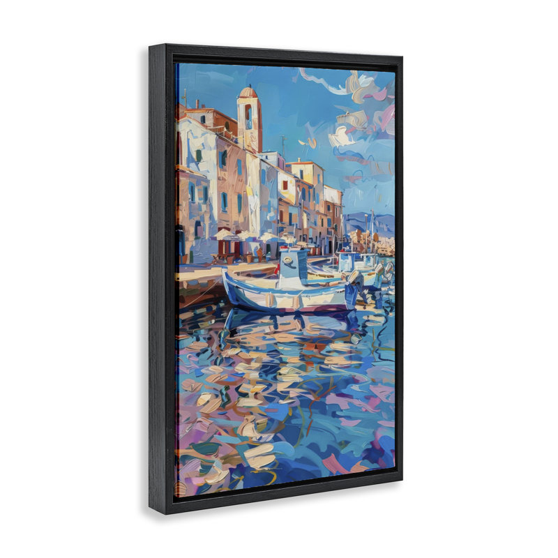 Cadre flottant Coastal City Harbor, design par LSR Design Studio, Cadre flottant noir de jais, H 25 po x l 17 po