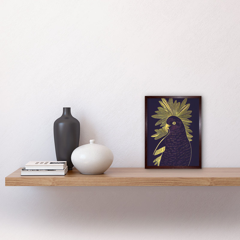 Detailed Stylish Parrot Tropical Plant - Print, Brown Framed Unframed, 25.9cm H x 20.6cm W x 1.5cm D