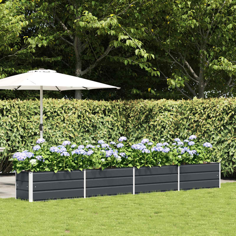 Planter Galvanised Steel, 45cm H x 385cm W x 50cm D, Anthracite