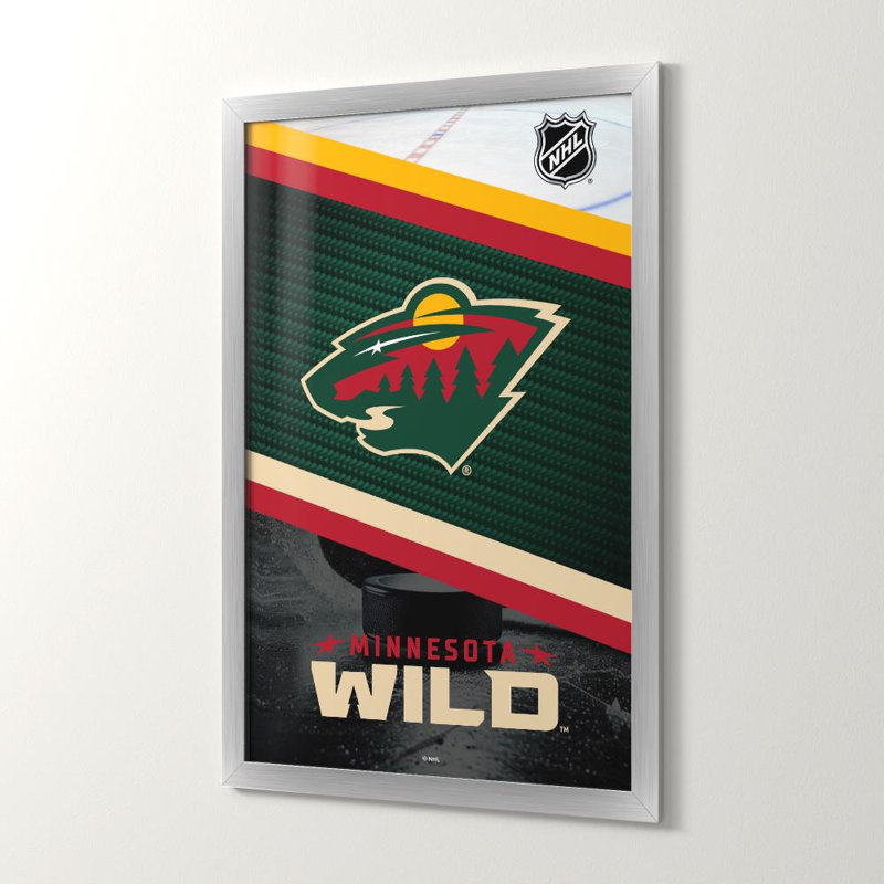 Décoration murale Minnesota Wild NHL, 48" H x 32" W, Acrylique encadré, Argent
