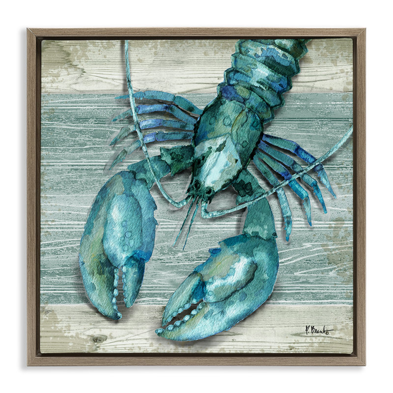 Northife Lobster Sealife rustique, H 18 po x l 18 po, Cadre flottant orme Montalcino