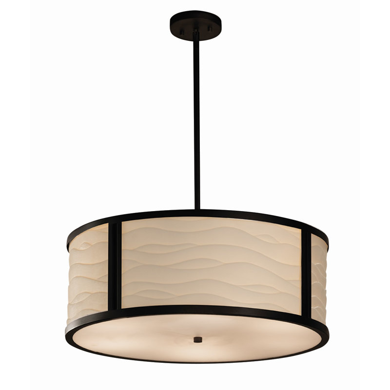 Luminaire suspendu unique Riskin, Noir mat, Vague, H 6 po x l 18 po x P 18 po