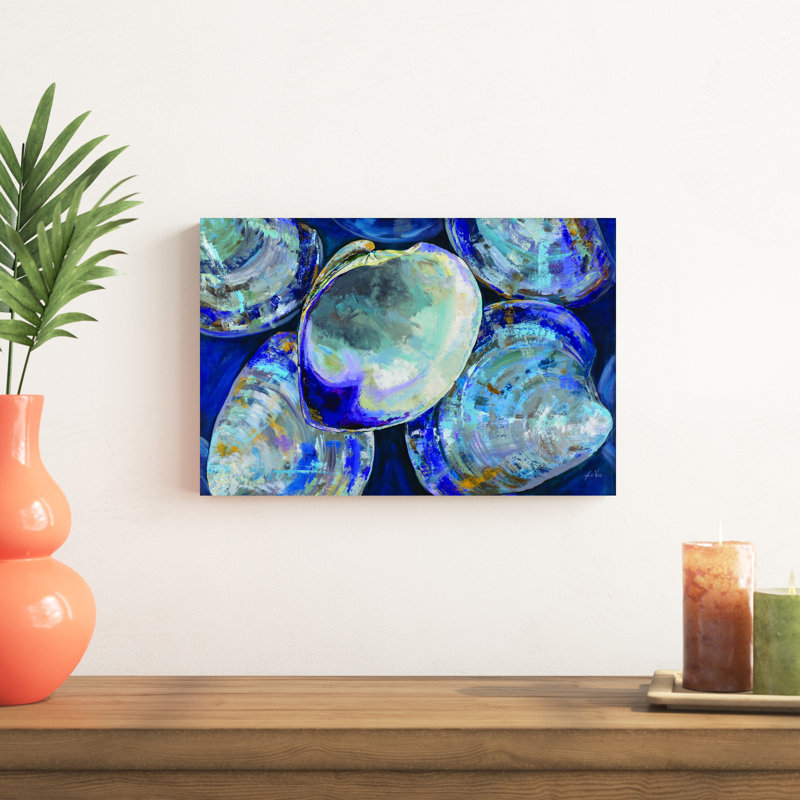 «Quahog Dig» par Jeanette Vertentes - peinture sur toile tendue, H 12 po x l 18 po x P 1,25 po