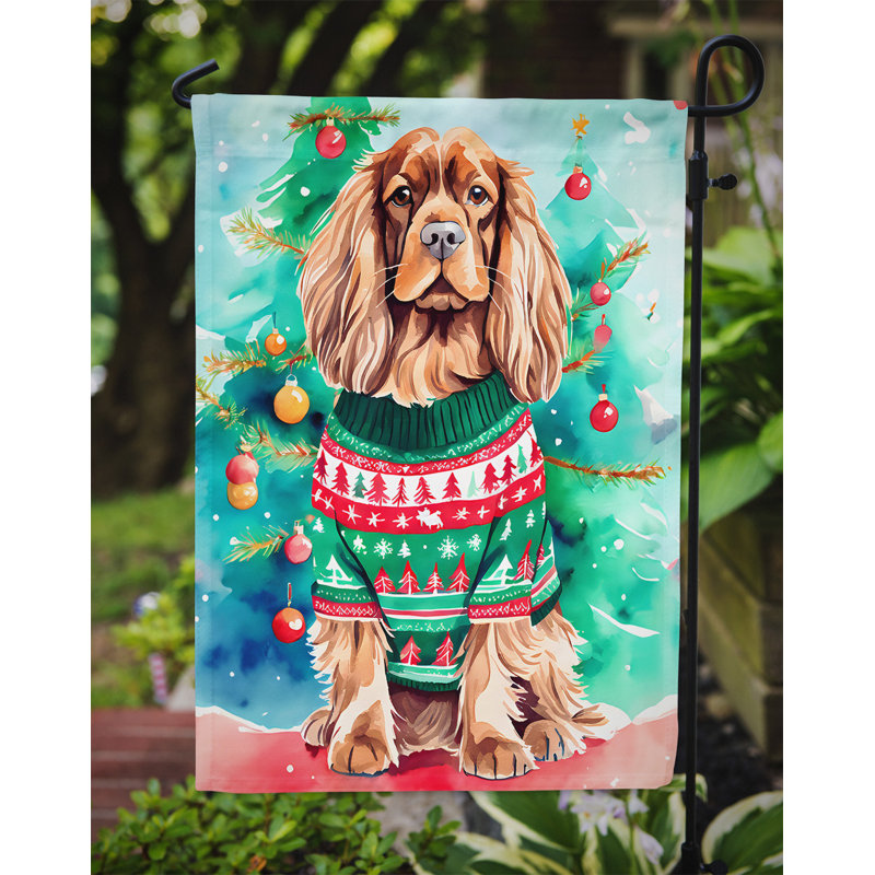 Drapeau de Noël Sussex Spaniel, H 15,5 po x l 11,25 po