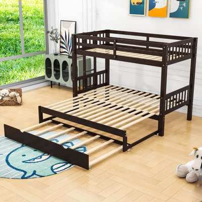 Lit superposé convertible en bois simple au-dessus de simple / très grand avec gigogne simple Dorriel