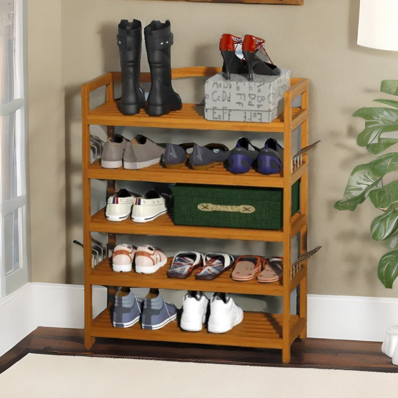 24 Pair Wooden Bamboo Shoe Storage Rack Hallway Entryway Furniture