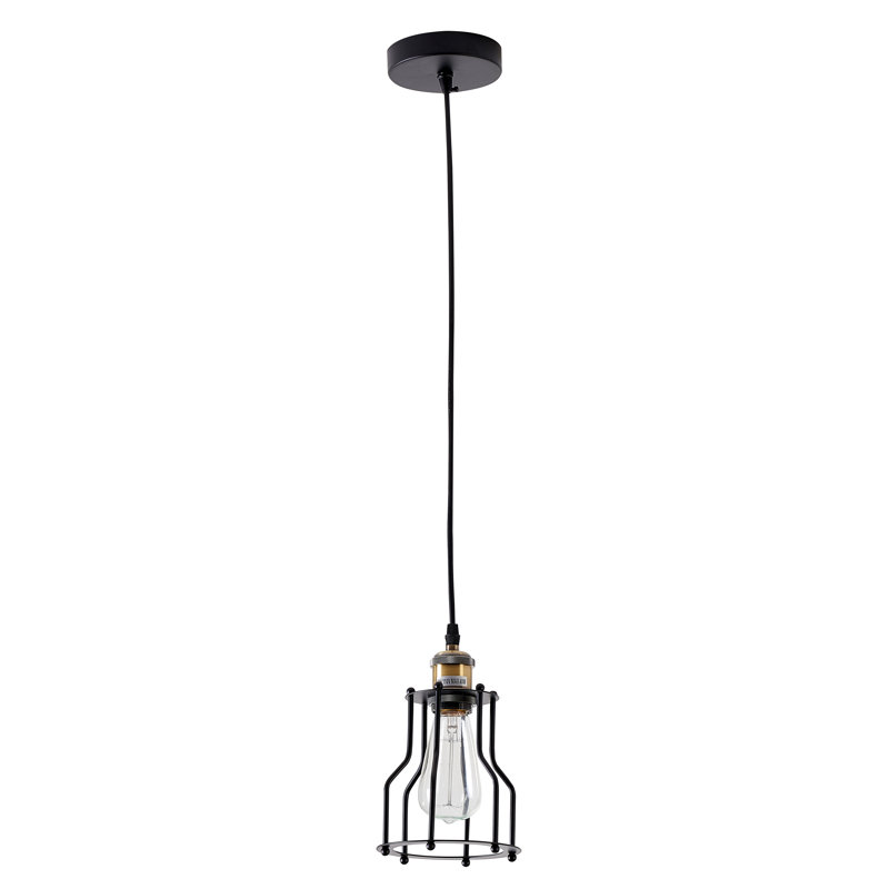 Brough Industrial 1 Light Black Cage Pendant