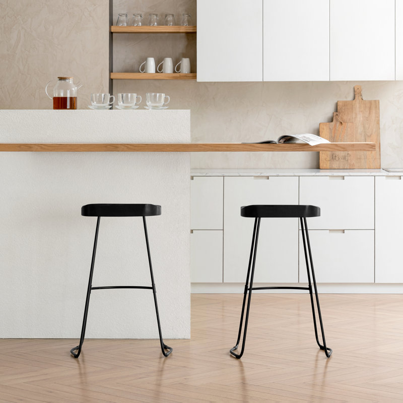 Racette Counter Stool with Metal Frame, Bar Stool (30" Seat Height), Black