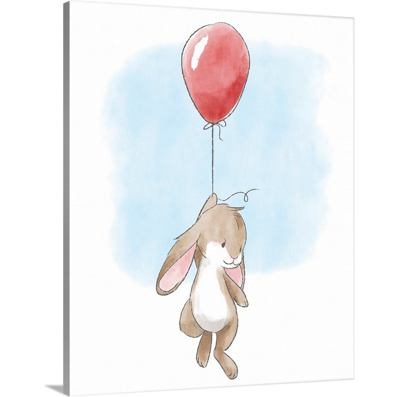 «Little Bunny and Balloon», impression, Toile, H 45 po x l 36 po x P 1,25 po