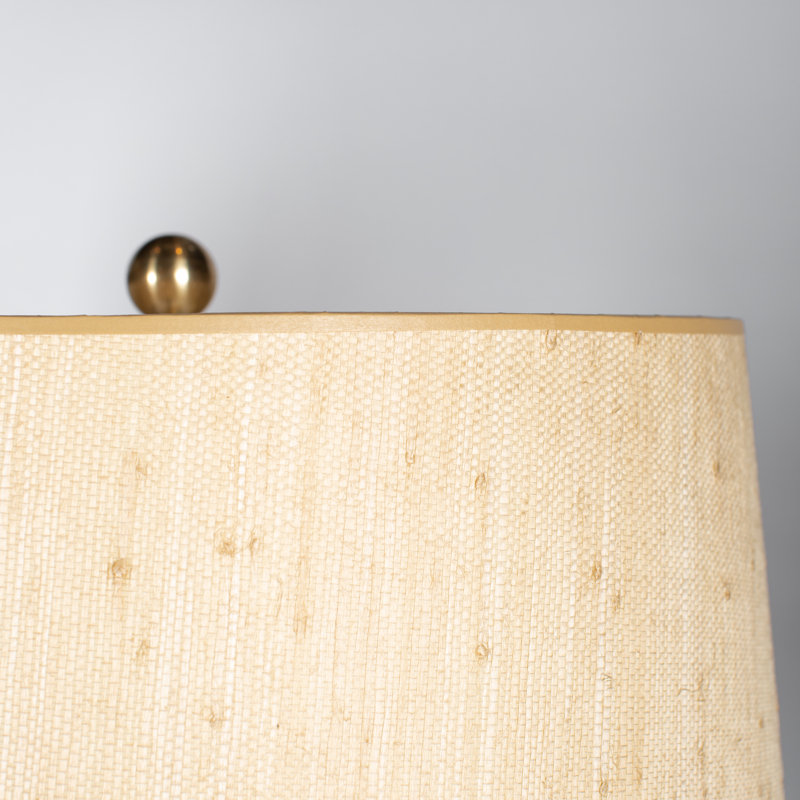 White Ceramic Table Lamp with Tan Seagrass Drum Shade