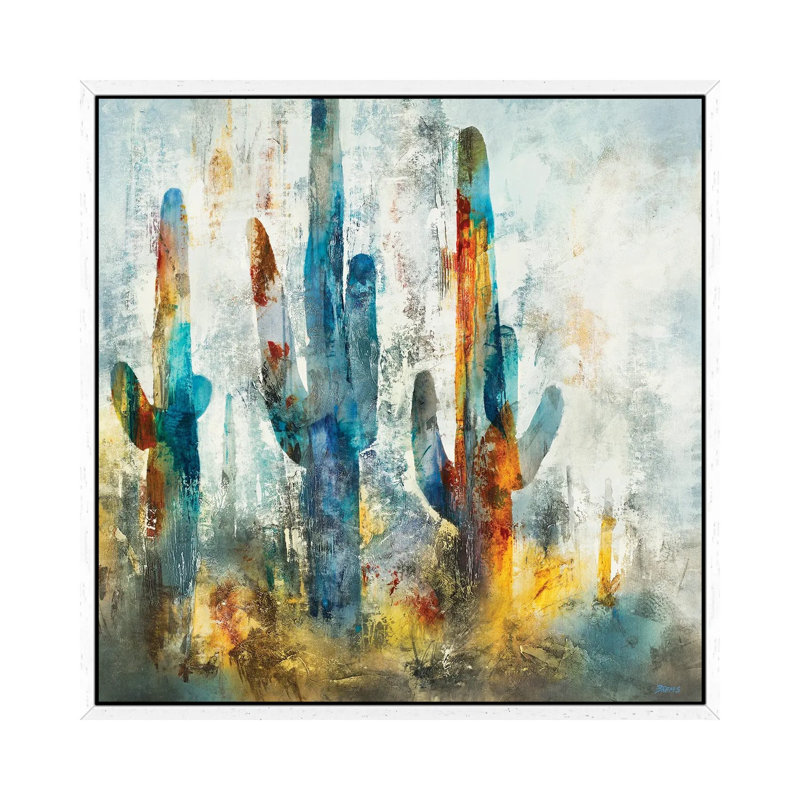 Saguaro Forest by Scott Brems - Print on Canvas, White Floater Framed, 45.72cm H x 45.72cm W x 3.81cm D