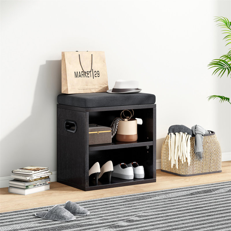 Petit banc à chaussures pour hall d'entrée avec banc à chaussures avec rangement et sièges, Noir, Noir