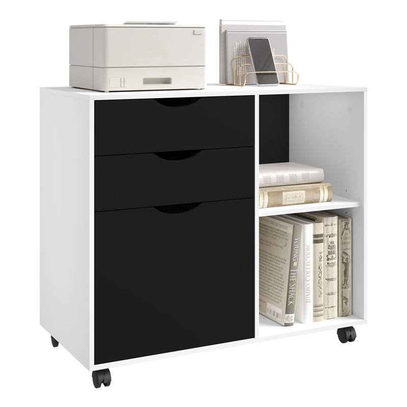 3 -Drawer Filing Storage Cabinet, White/Black