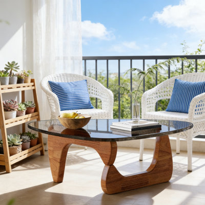 Table basse moderne de style nordique, table basse compacte contemporaine en bois massif et minimaliste