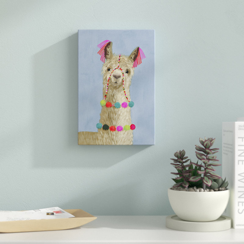 Adorned Llama III by Victoria Borges - Painting on Canvas, 30cm H x 20cm W, Wrapped Canvas