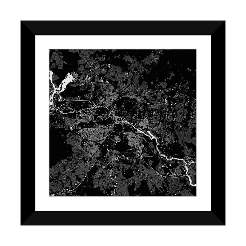 « berlin’square », impression sur toile tendue, H 24 po x l 24 po x P 1 po, Papier d'art encadré noir, Blanc