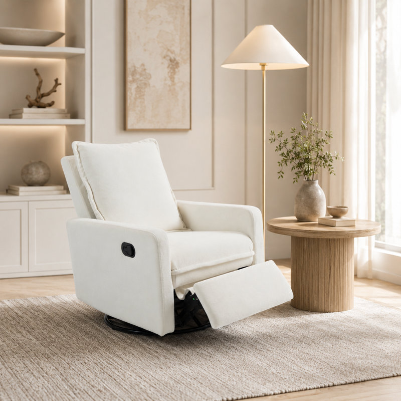 Fauteuil inclinable manuel pivotant à 360 ° - Petit fauteuil rembourré en peluche avec boucle manuelle, fauteuil de bureau
