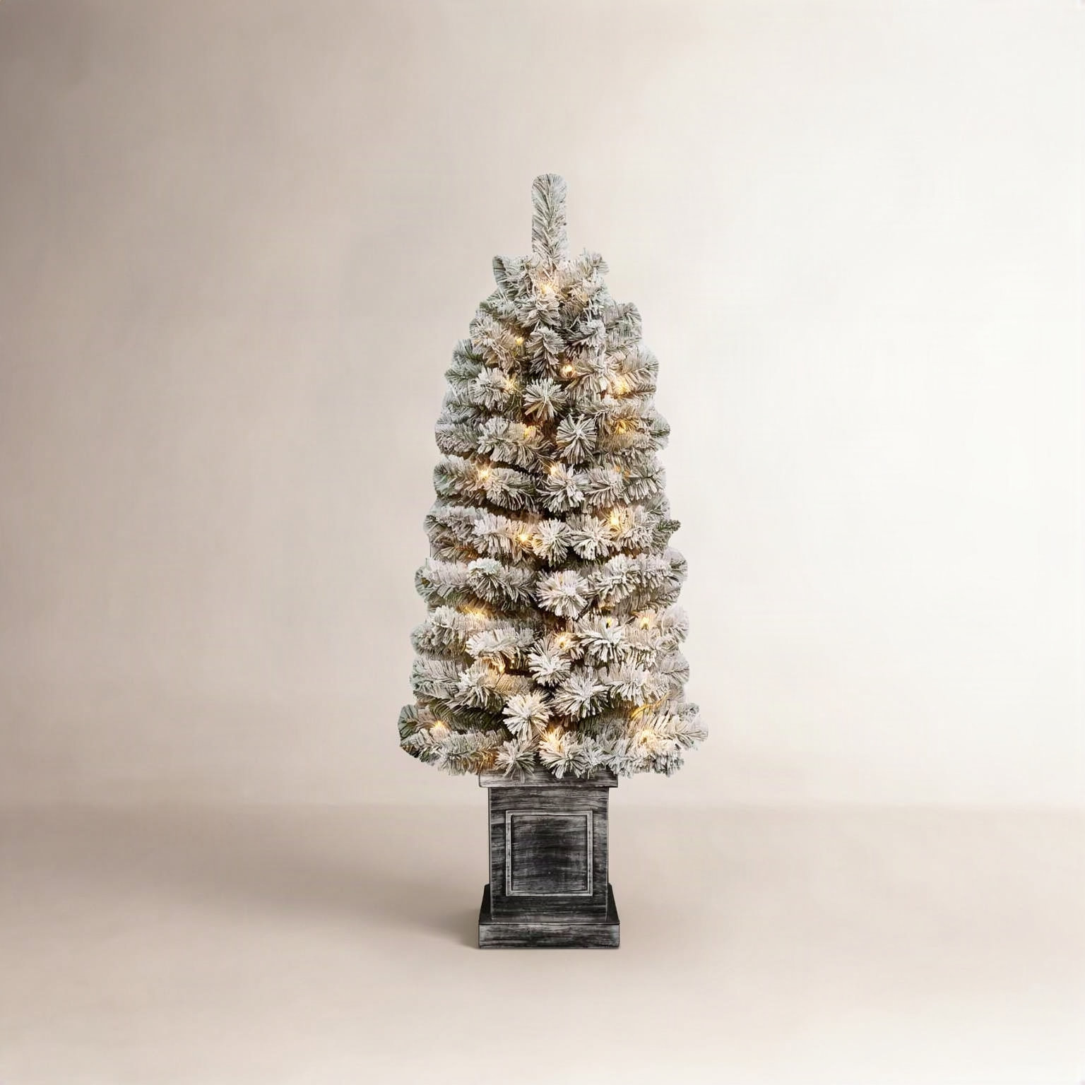 Potted Flocked 3.5' Pre-Lit Spruce Christmas Tree