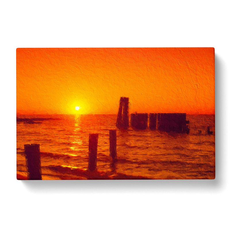 Orange Sunset In Virginia - Wrapped Canvas, 35cm H x 50cm W x 3cm D