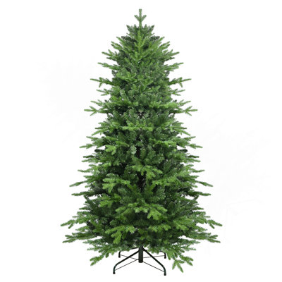 5FT Green PVC+PE Christmas Tree With 1488 Tips – Full & Lush Hinged Tree With Metal Stand, Easy Assembly, Realistic Mixed Needle Design
