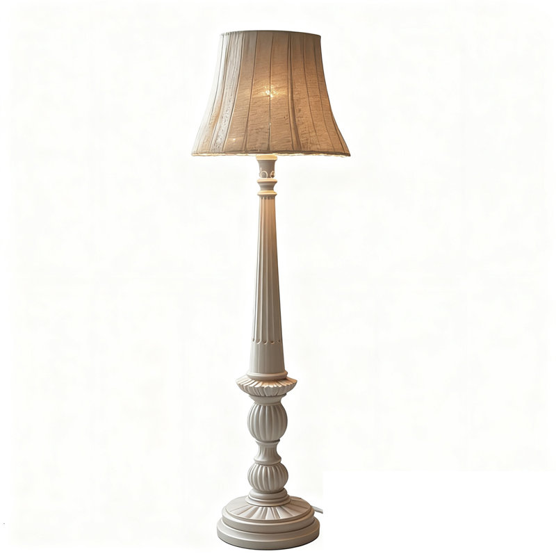Lampes sur pied en résine blanche et tissu