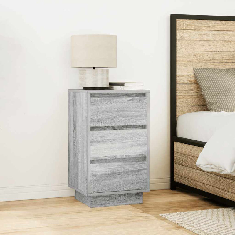 Davayah 38cm W Manufactured Wood Bedside Table, Grey Sonoma