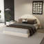 Unique Arched Boucle Bed with Small Table, Combining Modern Aesthetic and Functional Design for Comfortable Living