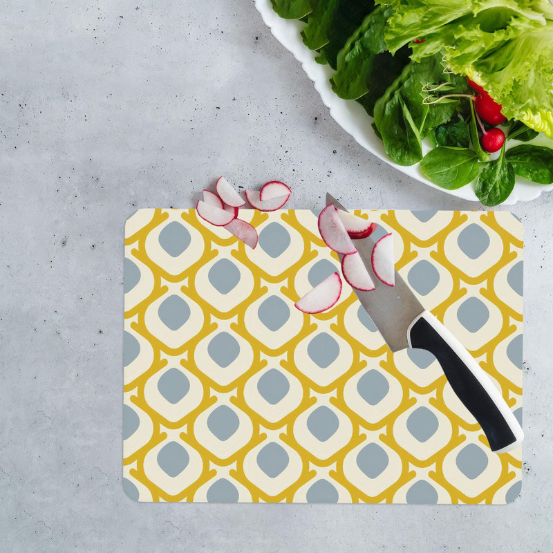 Planche à découper en verre à motif géométrique abstrait parfaite pour les décorations de cuisine modernes et les activités de camping