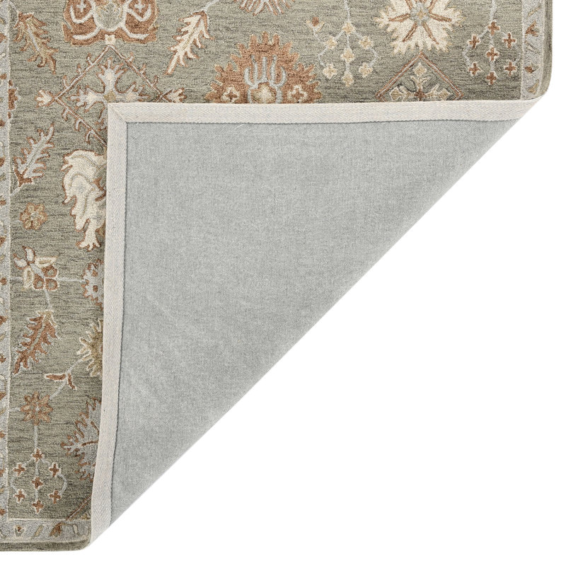 Lewis Classic Floral Hand-Hooked Khaki Area Rug, 2' X 3', Khaki, Rectangle 2' x 3'